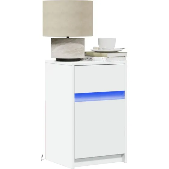 vidaXL sengeborde 2 stk. med RGB LED, konstrueret træ, hvid