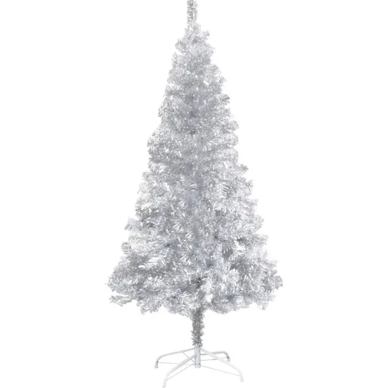 vidaXL kunstigt juletræ 120 cm PET sølv med stålfod