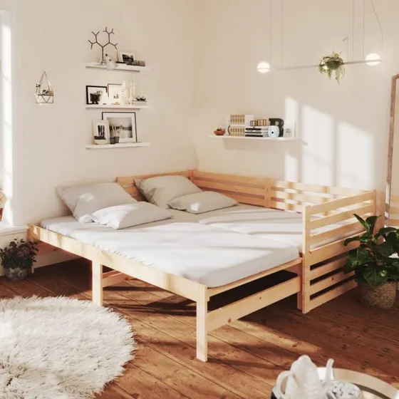 vidaXL Daybed med udtræk 2x(90x200) cm massivt fyrretræ