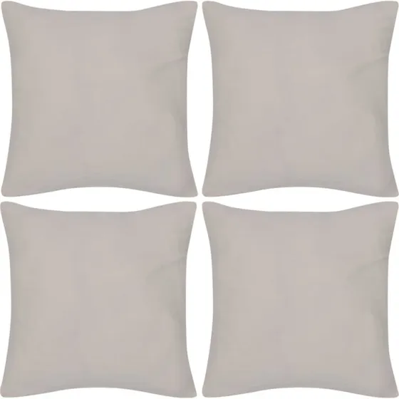 4-pak beige pudebetræk i bomuld 40 x 40 cm