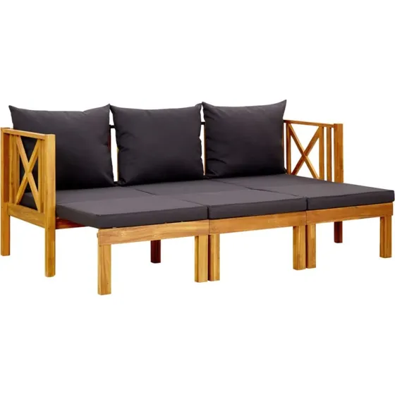 vidaXL 3-personers havebænk med hynder 179 cm i massivt akacietræ