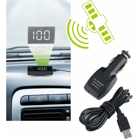 Trebs HUD-display til bil  GPS-hastighedsprojektion (sort)