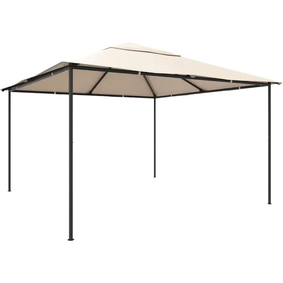 vidaXL pavillon 4x4 m med baldakin, stål - beige