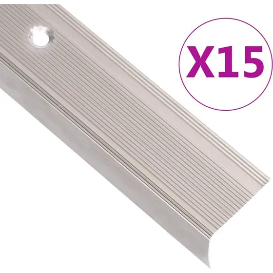 vidaXL trappelister L-facon 100 cm, 15 stk., aluminium/champagne