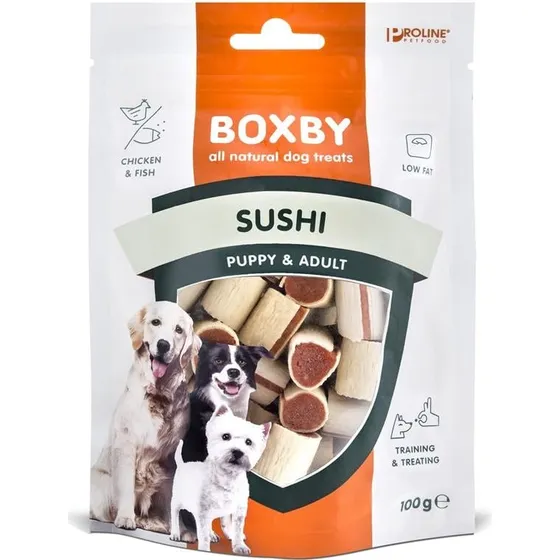 BOXBY Sushi hundegodbidder 100 g – Puppy & Adult