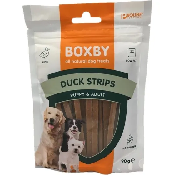 Boxby Ande Strips 90 g (80% andekød, glutenfri)