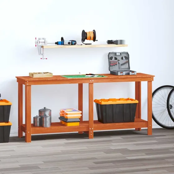 vidaXL Arbejdsbnk 180x50x80 cm Voksbrun massivt fyrretr