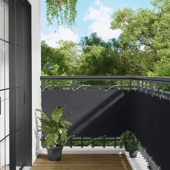 vidaXL Altan Skærm Sort 75 x 200 cm PU-belagt Oxford Alu