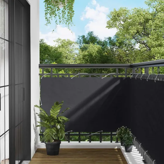 vidaXL Altan Skærm 100x400 cm Sort - Oxford stof