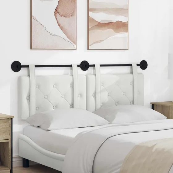 vidaXL Væghængt Hovedgavl 150 x 55 x 5 cm Hvid - Faux læder