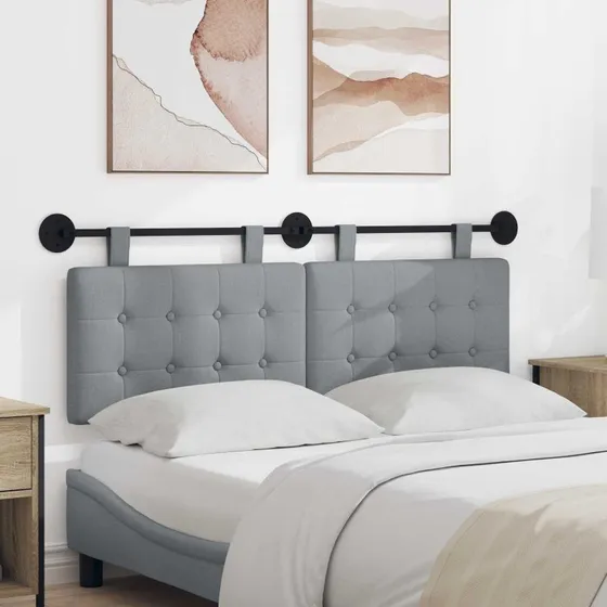 vidaXL Hængende Sengegavl Vægmonteret Lysegrå 150x55x5 cm Stof