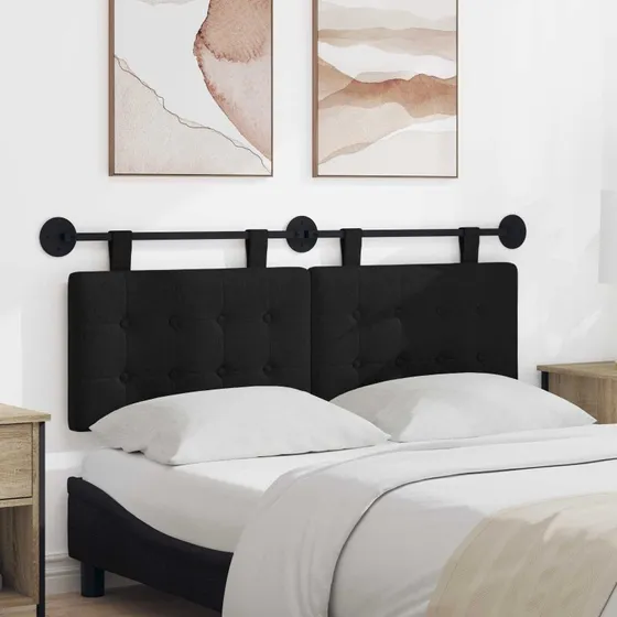 vidaXL Hængende Hovedgavl Vægmonteret Sort 150x55x5 cm Stof