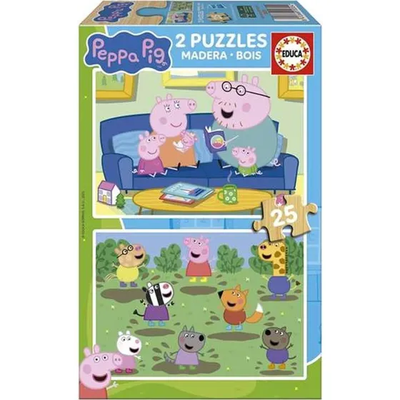 Educa Peppa Pig trpuslespil 2 x 25 brikker