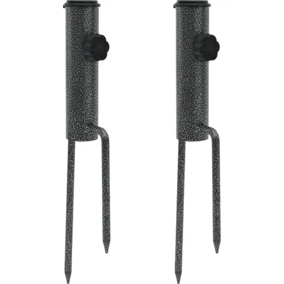 vidaXL Parasolholdere 2 stk. jordspyd 9x35 cm galvaniseret stål
