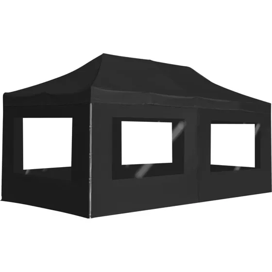 vidaXL foldbart festtelt 6 x 3 m med vægge, aluminium – antracitgrå
