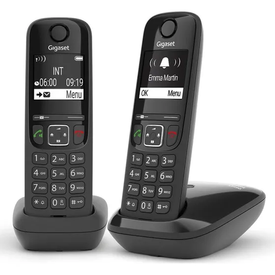 Gigaset AS690 Duo trdls DECT/analog med nummerprsentation - sort