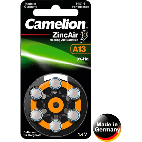 Camelion A13 (DA13/ZL13) 1,4V Zinc-Air knapcelle 6 stk