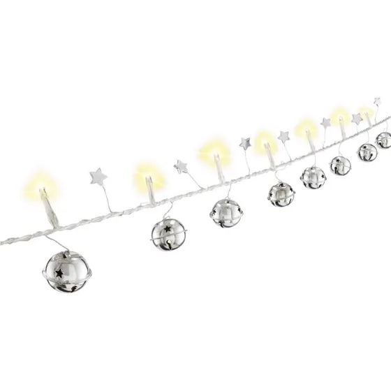 Goobay 10 LED lyskæde 'Klokker' med timer, varm-hvid