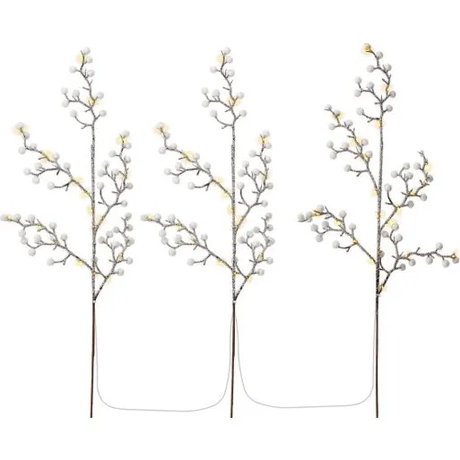 Goobay 3 lys-træer med 75 LED, varm hvid 3000K, batteri, timer, IP44