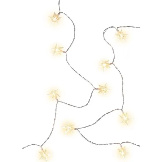 Goobay 80 LED lyskæde Stjerner, varm hvid, batteri, IP44