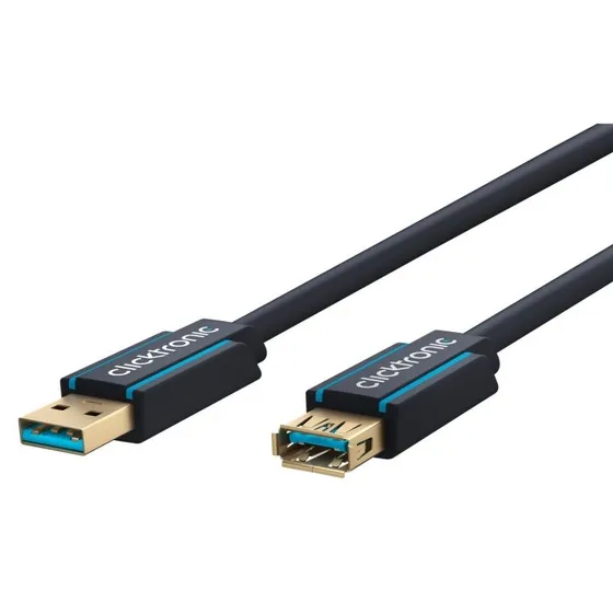 ClickTronic USB-forlngerkabel A han-hun 3,0 m bl 5 Gbit/s