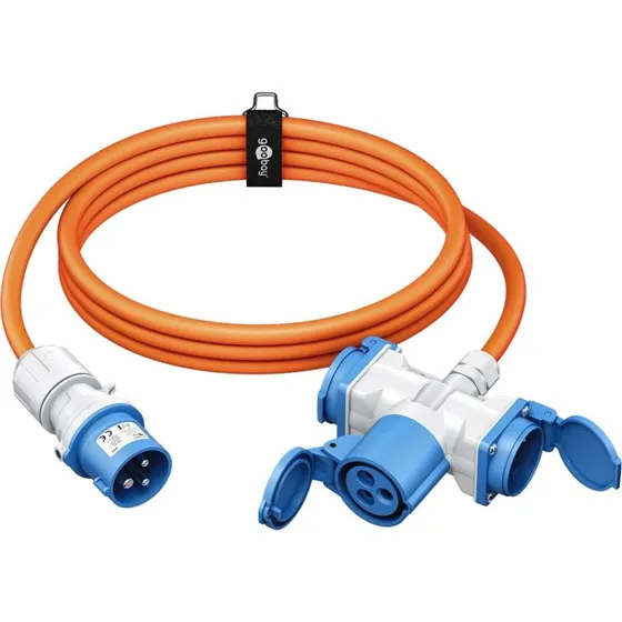 Goobay CEE-adapterkabel 3P han→3P hun +2 jord, 10 m