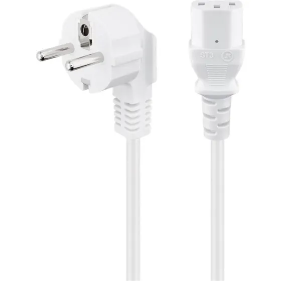 Goobay vinklet strmkabel 1,5 m CEE 7/7  C13, hvid