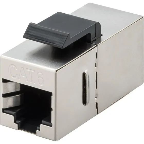Goobay Keystone-modul CAT6 STP 2x RJ45 (8P8C) 15,9 mm, sort/sølv