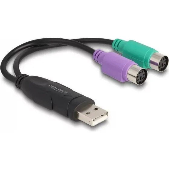DeLOCK USB til PS/2-adapter 10 cm, sort