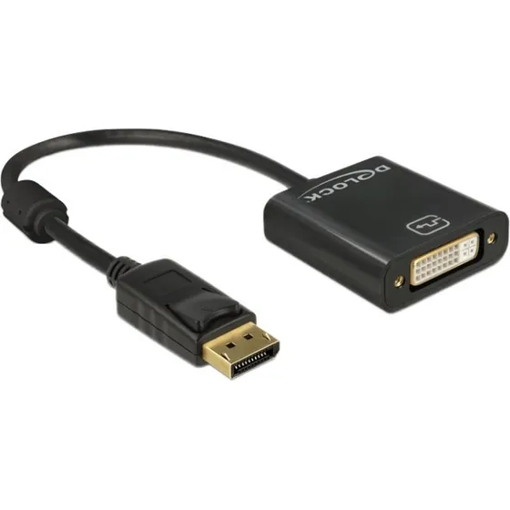 Delock DisplayPort 1.2 til DVI-I adapter, 4K 30Hz, sort