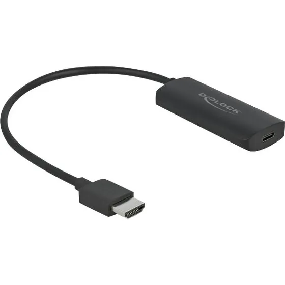 Delock HDMI til USB-C adapter, Micro-USB strøm, 24 cm, 4K60Hz