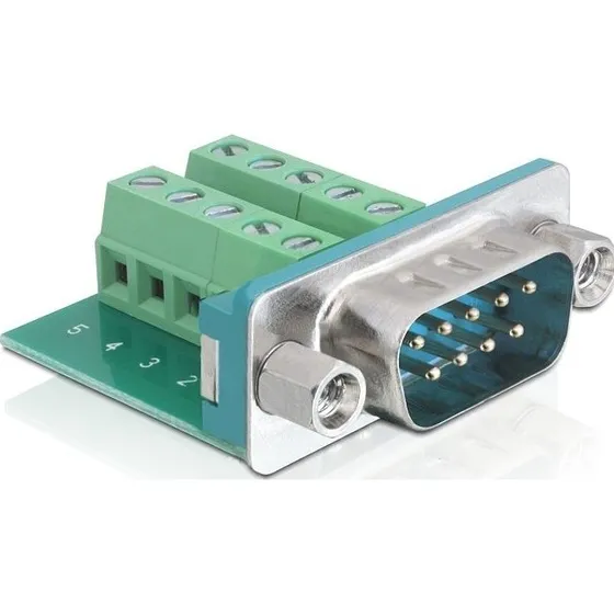 DeLOCK D-sub terminalblockadapter DB9 han med 16-pin skrueklemmer