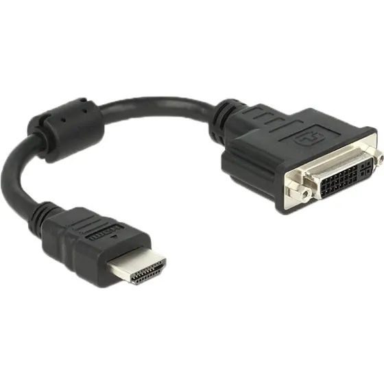 Delock HDMI > DVI-I (24+5) adapter 20 cm, sort