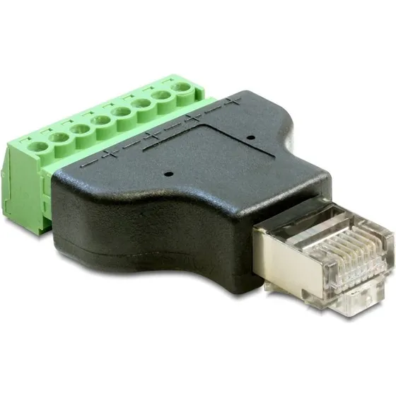 DeLOCK RJ45-han til 8-pin terminalblokadapter, 3,5 mm
