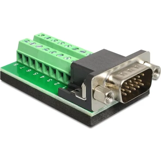 DeLOCK HD-15 terminalblokadapter 16-pins, HD-15 han (31x54x17mm)
