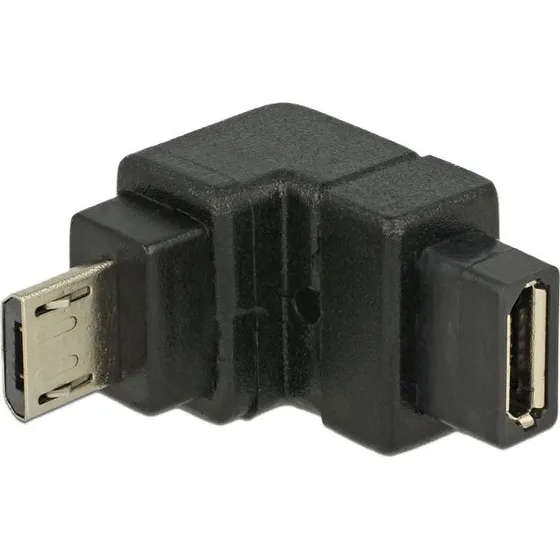 Delock USB 2.0 Micro-B vinklet adapter (han > hun), sort