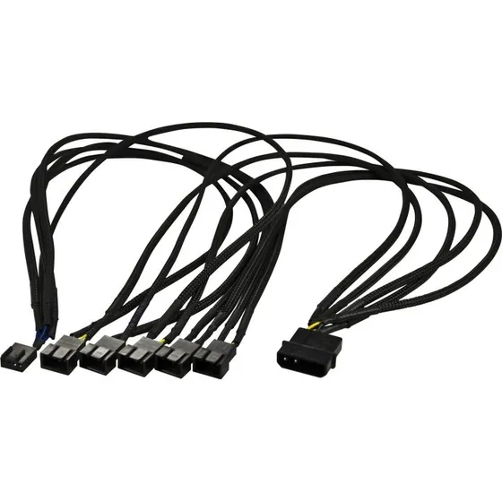 AKASA 4-pin PWM splitterkabel 1→5, 0,9 m, sort
