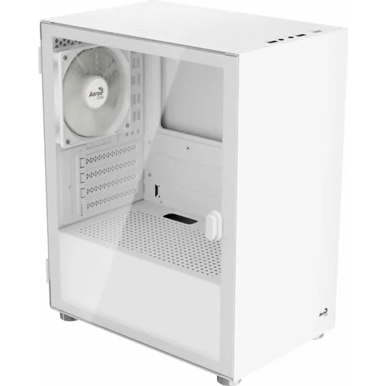 Aerocool CS111 microATX kabinet - hærdet glas, 120mm, hvid