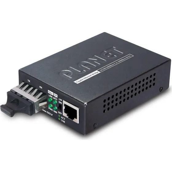 Planet GT-802 Gigabit mediekonverter 1000Base-T til 1000Base-SX, sort