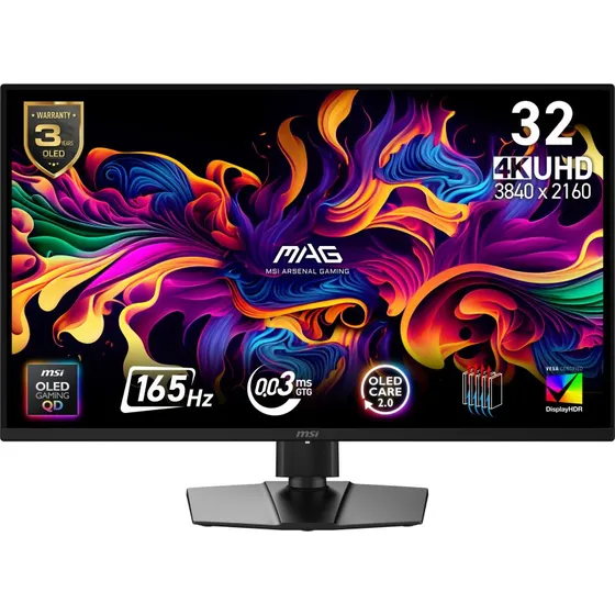 MSI MAG 322UP QD-OLED E16 31,5" 4K 165Hz Sort
