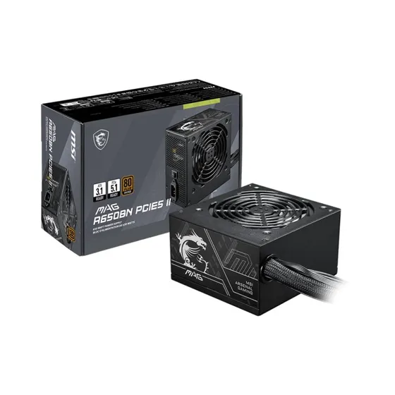 MSI MAG A650BN PCIe 5 II 650W 80 PLUS Bronze, sort