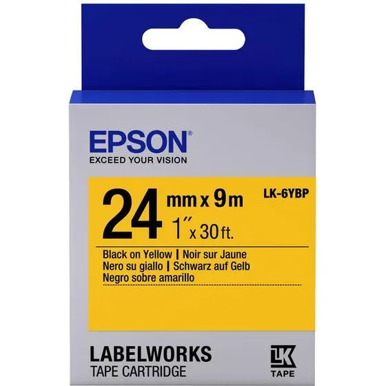 Epson LabelWorks LK-6YBP etikettape 24 mm sort på gul