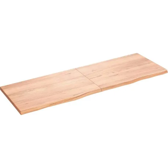 vidaXL bordplade massivt egetræ 180x60x(2-4) cm lysebrun
