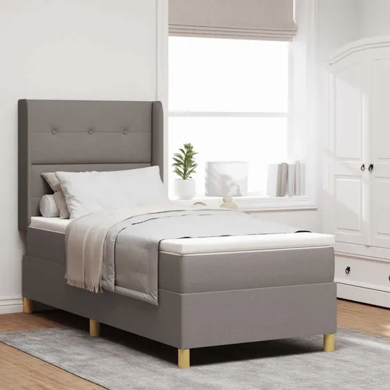 vidaXL Boxspring seng med madras 90x190 cm Gråbrun stof