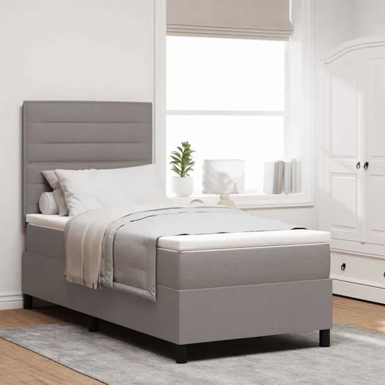 vidaXL Boxspring seng 90 x 190 cm med LED, gråbrun stof