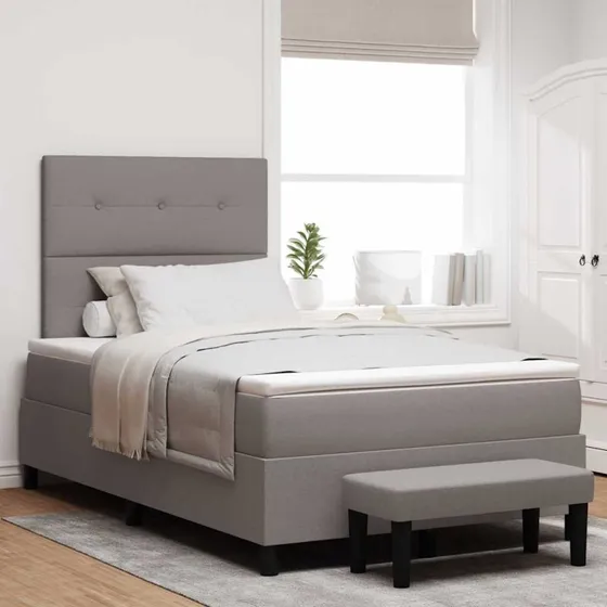 vidaXL Boxspring seng med madras Gråbrun 120x190 cm Stof