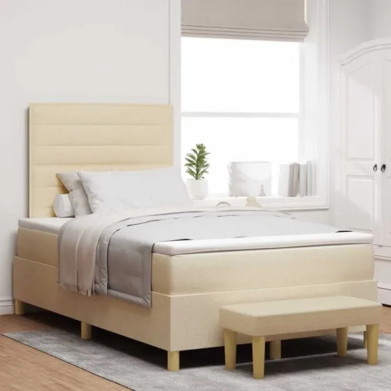 vidaXL Boxspring-seng med madras Creme 120 x 190 cm