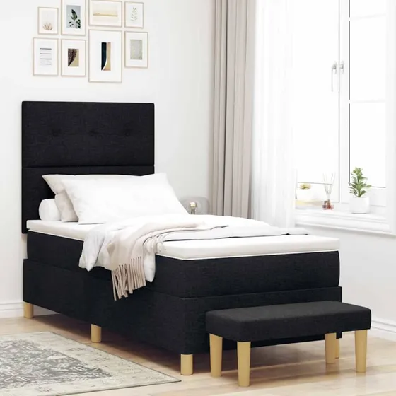 vidaXL Boxspring seng 90 x 190 cm med madras og hovedgærde - sort