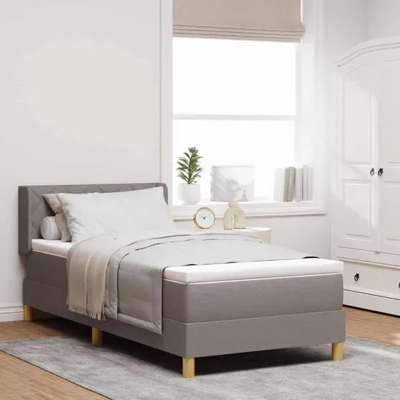 vidaXL Box spring seng med madras 190 x 90 cm - Gråbrun (Polyester)