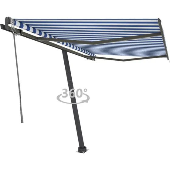 vidaXL fritstende markise 350x250 cm bl/hvid, automatisk